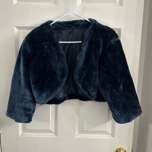 Navy blue faux fur jacket Large